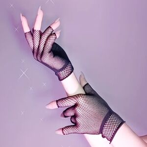 Elegant Black Fishnet Gloves